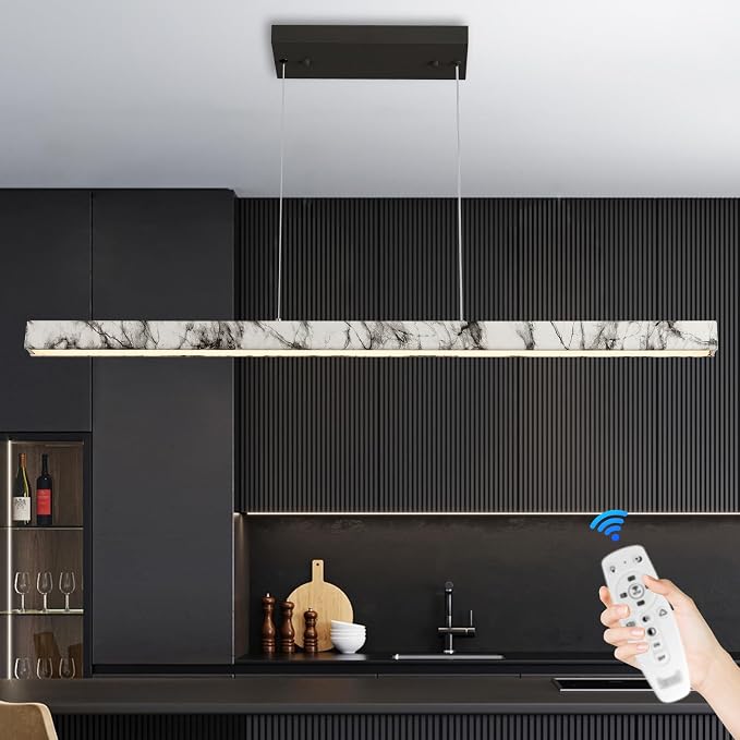 Linear Pendant Lights for Kitchen Island, 39” Modern LED Chandelier for Dining