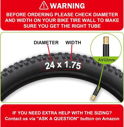 Bike Tubes - 4 Pack of 12'' to 29'' Sizes with 32mm Schrader Valve & 2 Tire Levers for Road/MTB