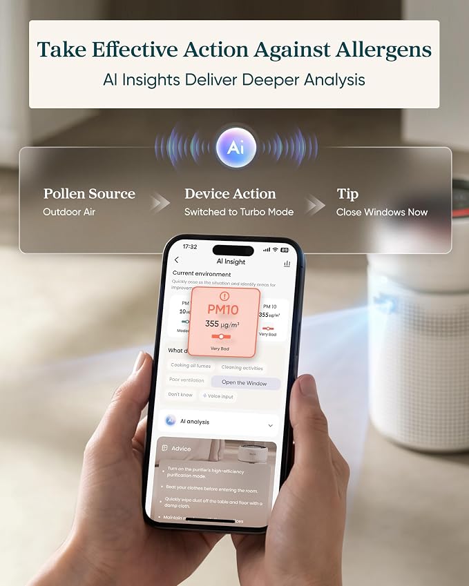LEVOIT HEPA Air Purifier for Home Bedroom, Allergen Defense, Eleva 300X | 3-Channel Air Quality Monitor, AHAM VERIFIDE, Cover Up to 1208ft², Quiet Smart Room Purifier with AI Insight for Better Sleep
