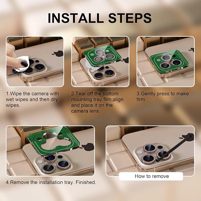 Misea Compatible for iPhone 16 Pro/iPhone 16 Pro Max Camera Lens Protector Bling