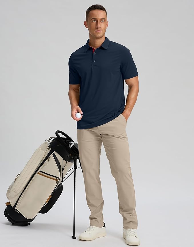 Men's Golf Shirts Dry Fit Moisture Wicking Performance Short Sleeve Collared Polo Shirts for Casual Athletic Business