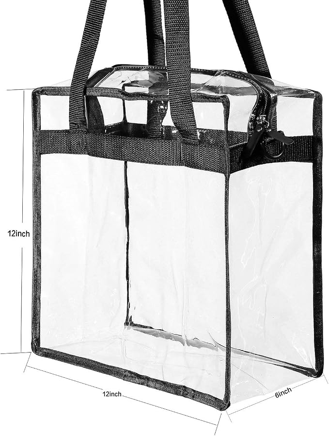 BAGAIL Clear Bags 12x6x12 Stadium Approved Clear Tote Bag