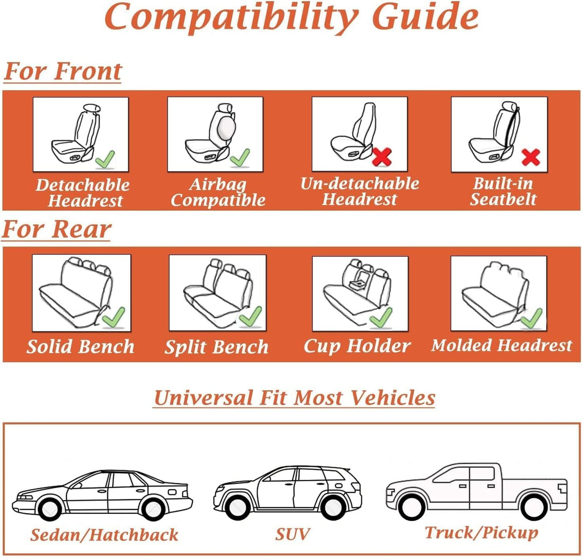 Coverado Seat Covers Full Set, Car Seat Covers Front Seat and Back Seat, Fabric&Leather Car Seat Protectors, Universal Seat Covers for Cars, Compatible with Most Cars, Green