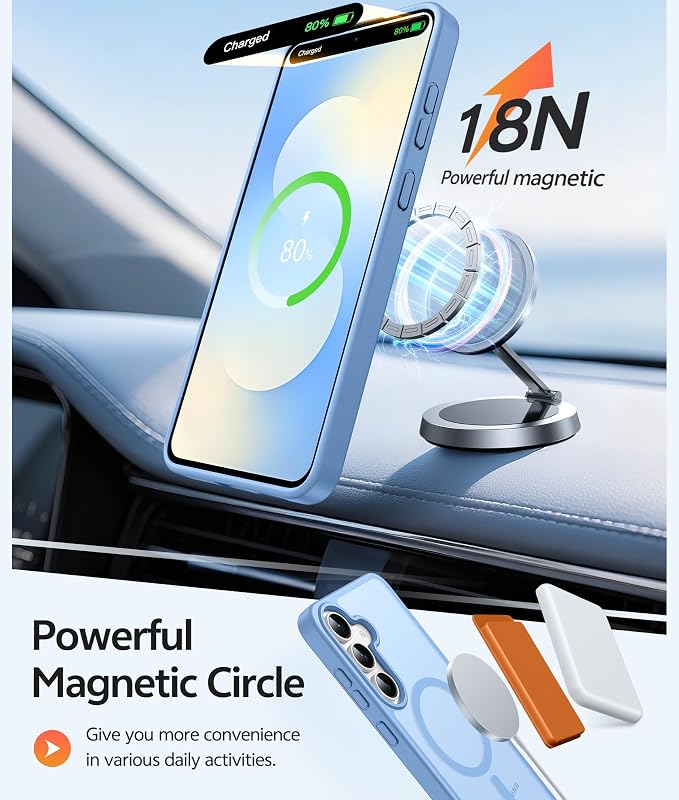 FNTCASE for Samsung Galaxy S25 FE Case: Magnetic Translucent Matte Military