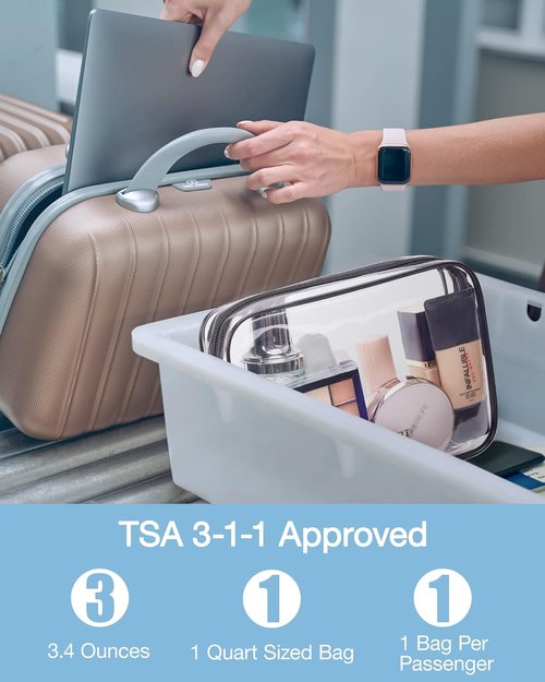 BAGSMART Clear Toiletry Bag - TSA Approved Travel Accessories | Water-Repellent Makeup Bag (Black, 2-Pack)