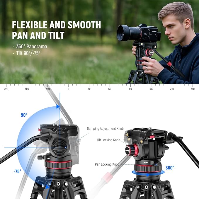 NEEWER 78" Video Camera Tripod Carbon Fiber