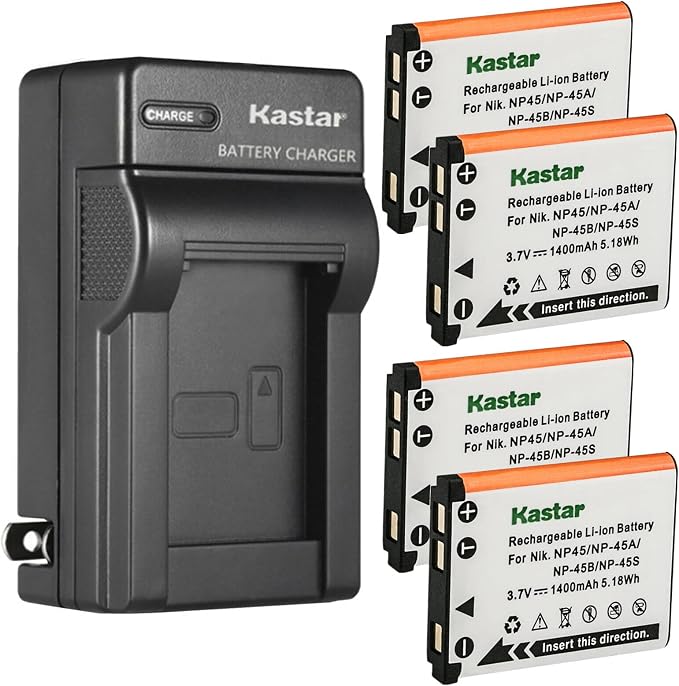 Kastar 4-Pack Battery and AC Wall Charger Replacement