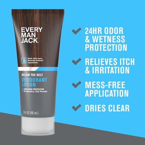 Every Man Jack Ball Deodorant Lotion - Aluminum-Free Odor & Wetness Protection - Unscented - 3 Fl Oz