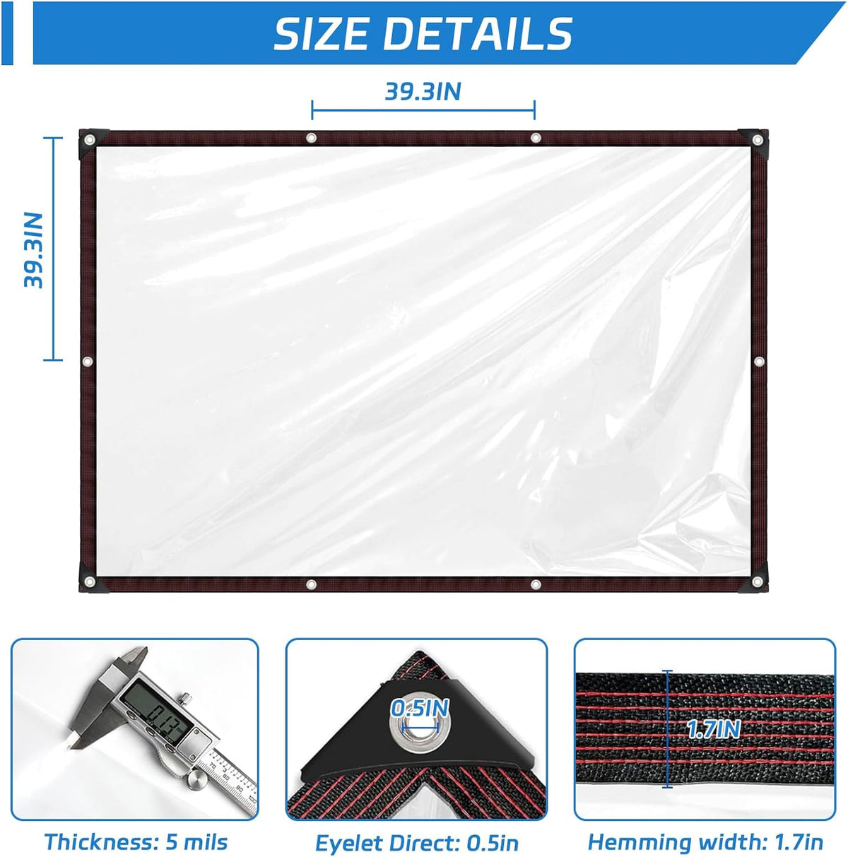 Clear Tarps 7x9ft, Waterproof Tarp Transparent with Grommets for Outdoors Anti-Tear for Chicken Coops Covering Firewood