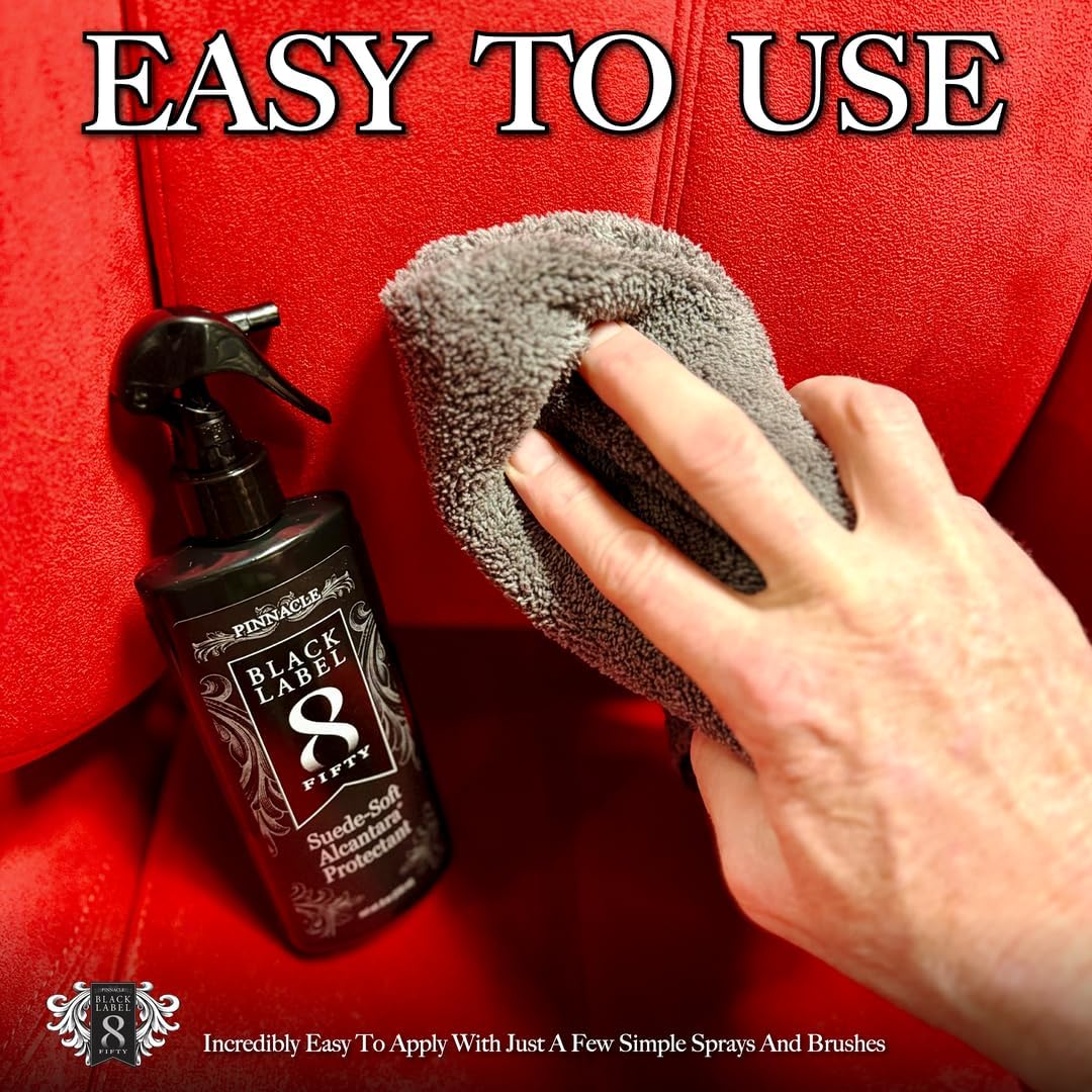Pinnacle Black Label Suede-Soft Alcantara® Cleaner (8 oz): Premium Care for Micro-Suede & Alcantara Surfaces - Gently Removes Stains, Refreshes, and Deodorizes - Safe for All Interior Fabrics