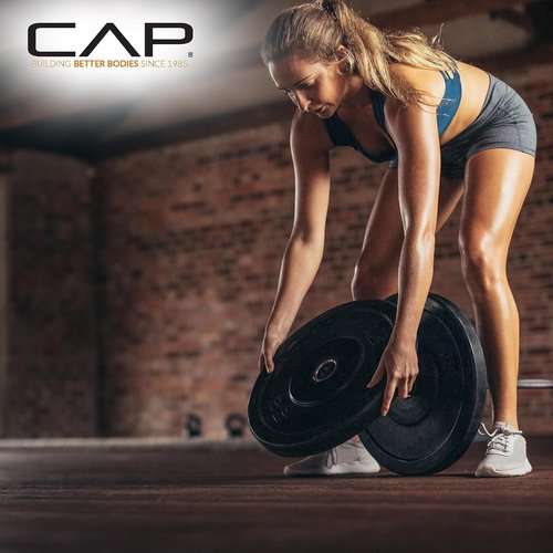CAP Barbell 190 lb Competition Olympic Plate Set with Compact Plate Rack & Barbell Storage | 4 Weight Posts + 2 Barbell Holders