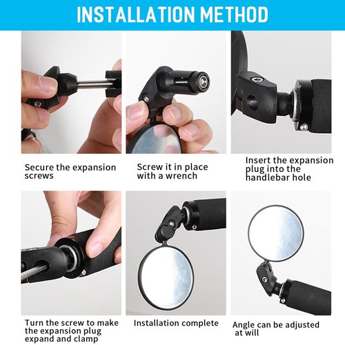 HIFROM Bike Mirror,Bicycle Rear View Mirror, Bike Bar End Mirror, HD Convex and 360 Degrees Rotatable Safe Rearview Bicycle Mirror Pack of 2