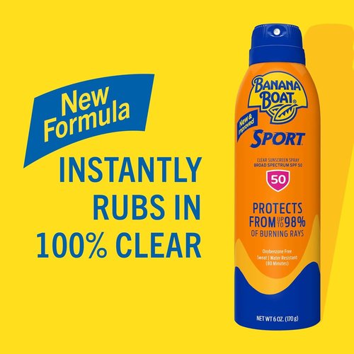 Banana Boat Sport Ultra SPF 50 Sunscreen Spray - Water Resistant & Oxybenzone Free | 6oz Twin Pack