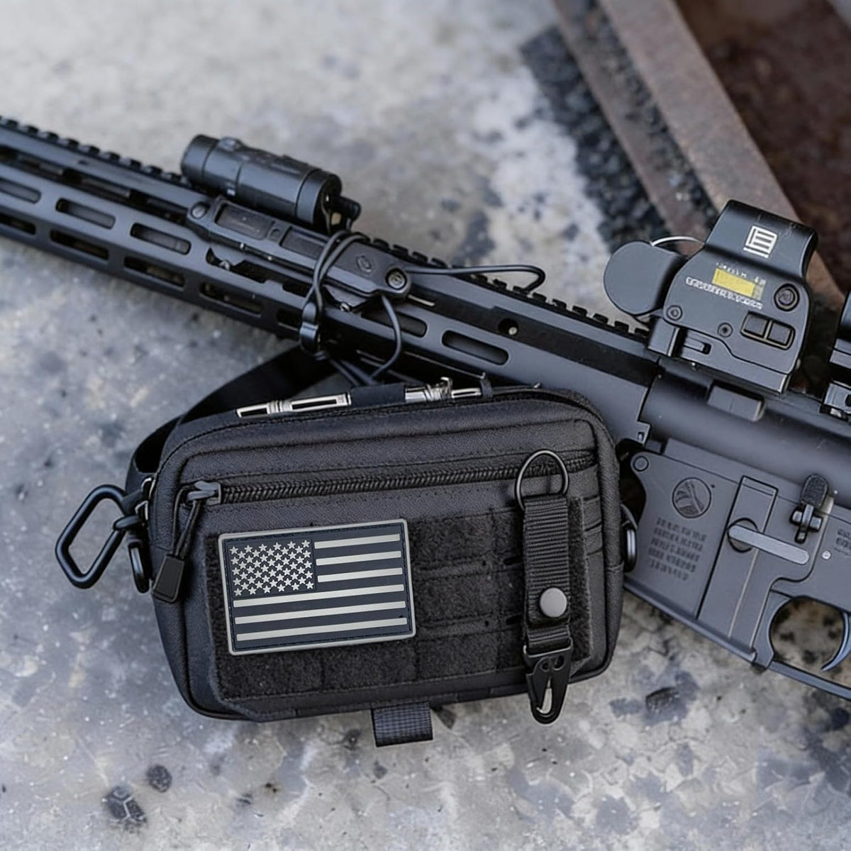 Skiennix Tactical Molle Pouch - Utility Laser Cut EDC Tool Holder with US Flag Patch for Dad