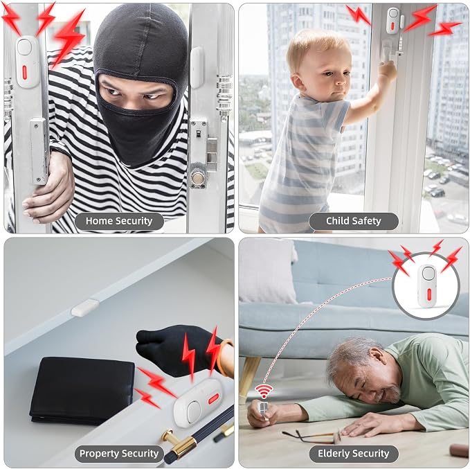 Door Alarms for Kids Safety, 120dB Wireless Window Security Sensor