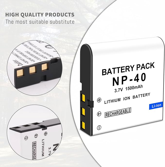 3-Pack NP-40 Battery, USB Dual-Channel Charger Compatible