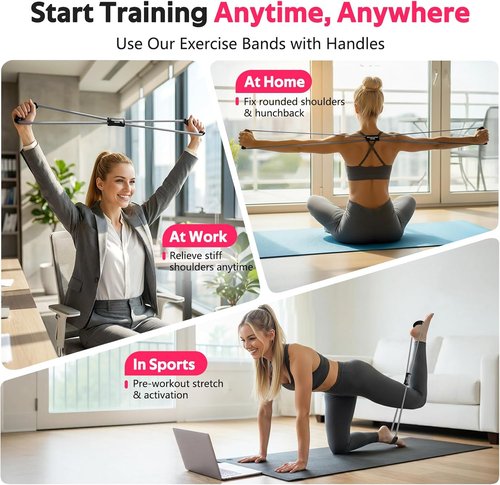 Figure 8 Resistance Bands by [Brand Name] - Versatile Fitness Exercise Bands with Handles for Arm & Shoulder Stretch
