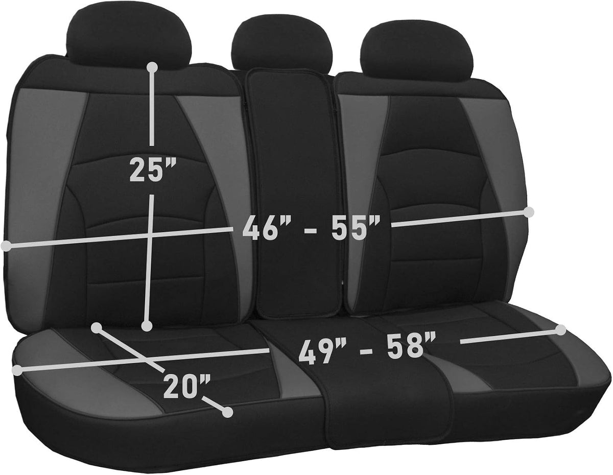 FH Group Car Seat Cover for Back Seat Faux Leather - Universal Fit, Rear Seat Covers for Cars with Rear Split Bench, Car Seat Cushions, Car Interior Accessories for SUV, Sedan, Van Brown Black