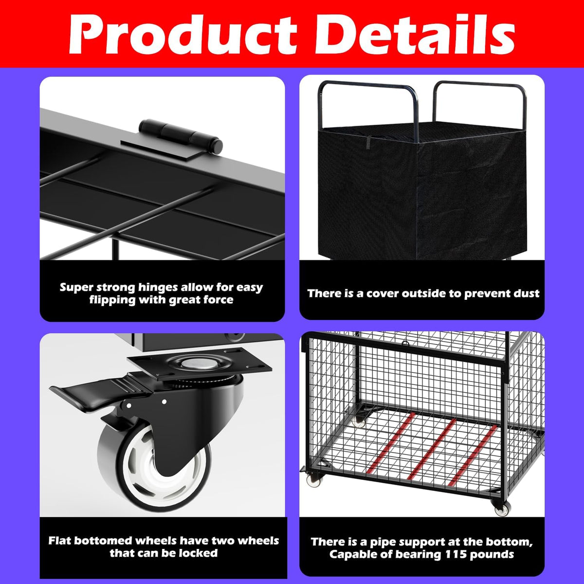 Skiennix Basketball Cart - Mobile Sports Equipment Organizer with Wheels | Durable Metal Storage for Indoor/Outdoor Use