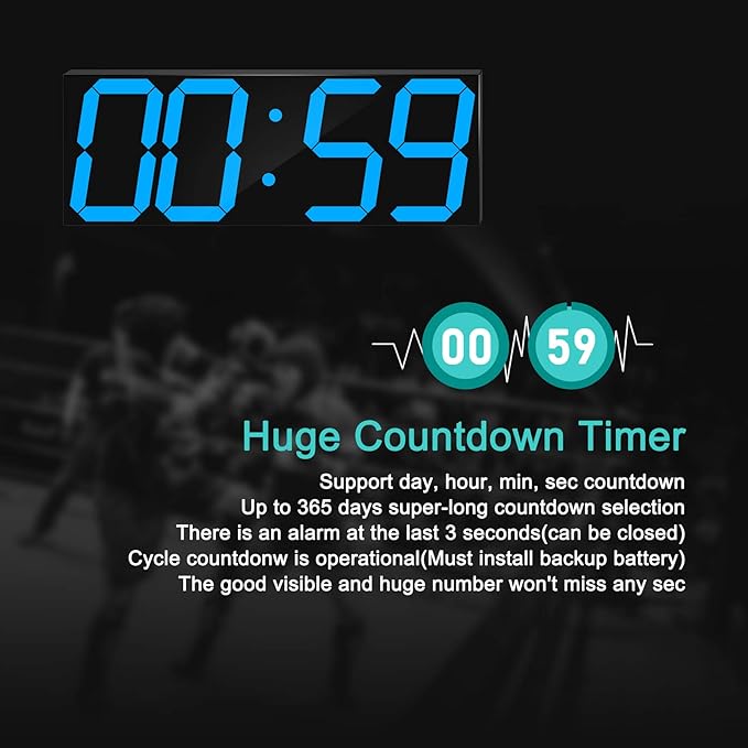 CHKOSDA LED Large Digital Wall Clock, Oversize Wall Clock