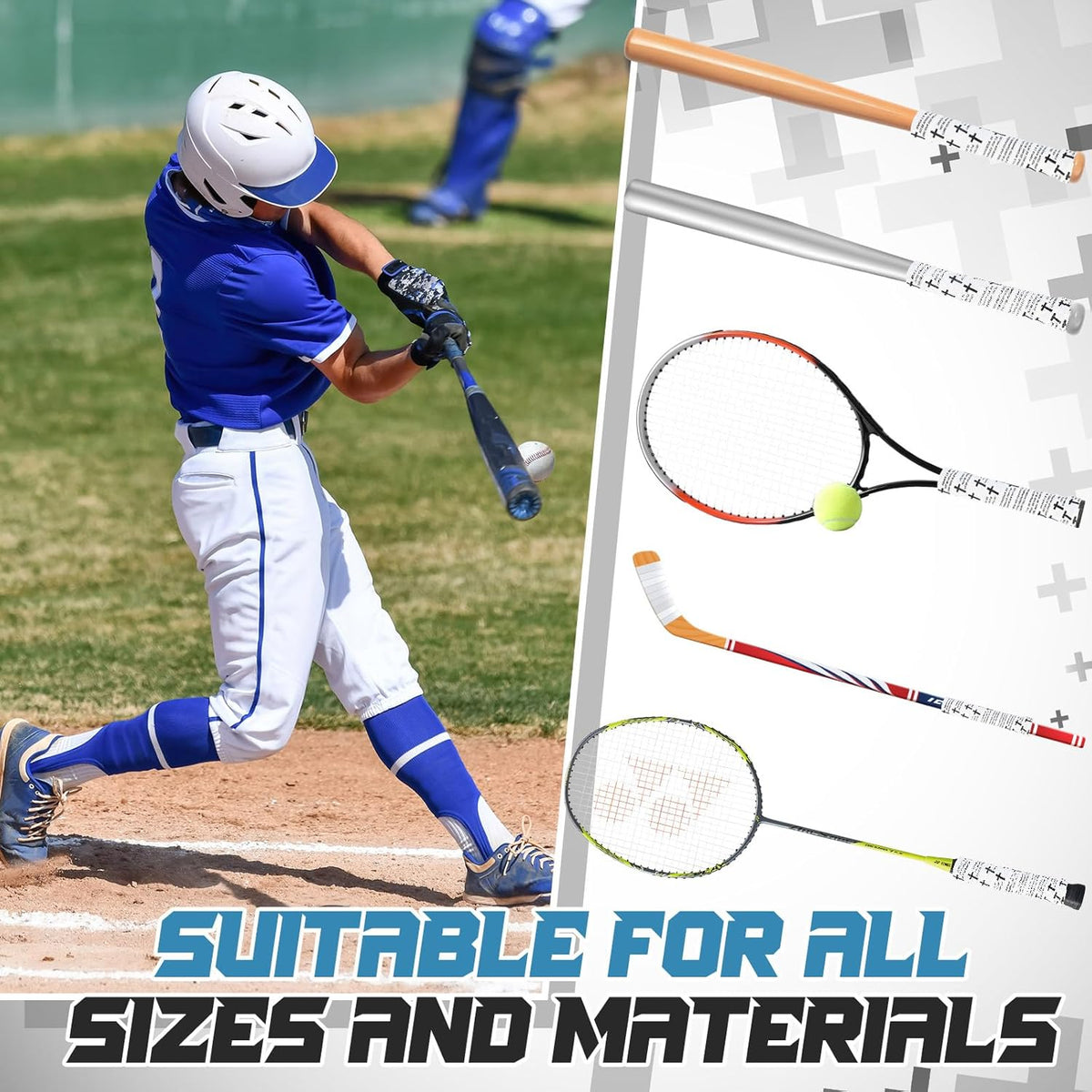 Pushglossy Christian Baseball Bat Grip Tape - 1.5mm Precut Non-Slip Faith Cross Design