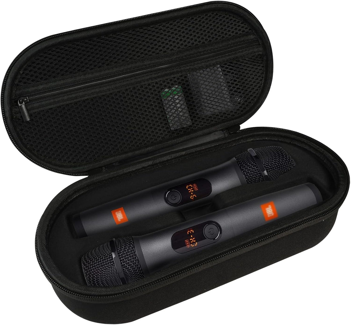Wireless Microphone Case Compatible with JBL Wireless 2 Microphone System, Handheld Dual Mic Carrying Case, Travel Bag for Receiver, Batteries and Adapter, Karaoke - Orange (Box Only)