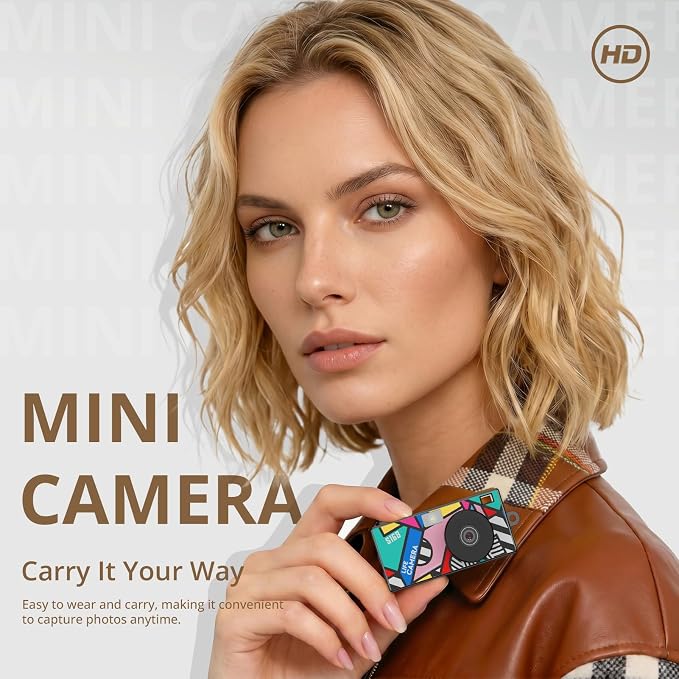Mini Keychain Digital Camera, 1440P Video, 2MP Photos, 16GB Card, Type C