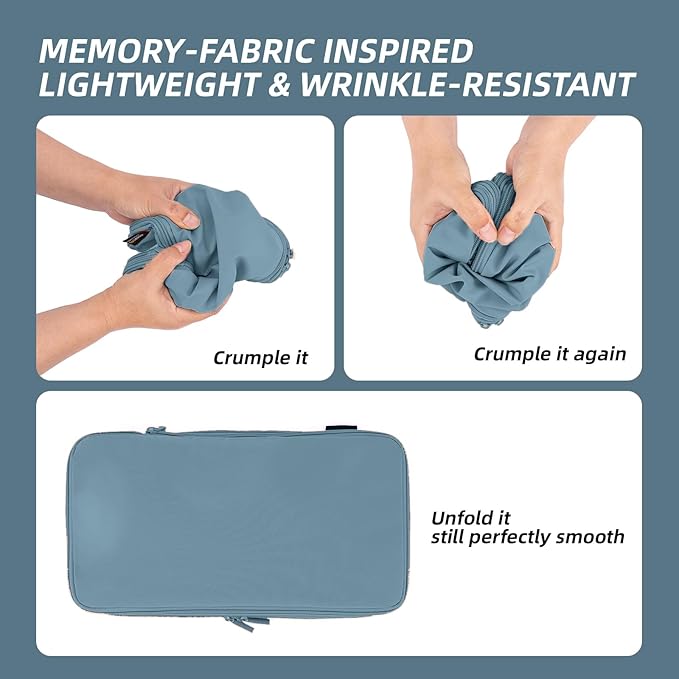 4 Piece Compression Packing Cubes for Suitcases and Backpack, Lightweight Travel Organizer Bags (Gray Blue)