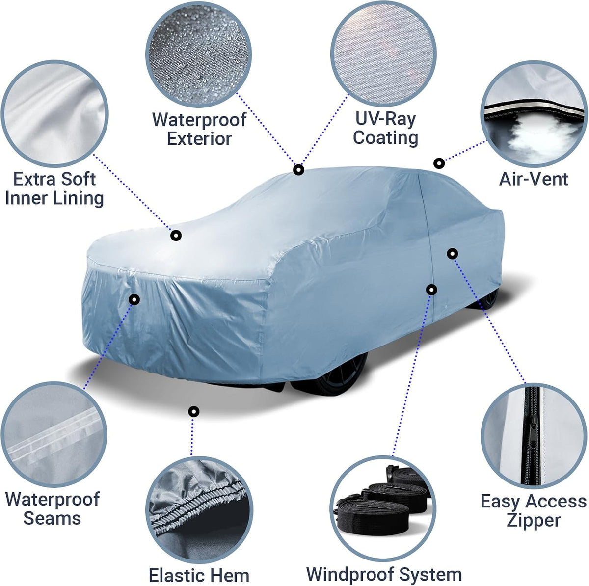 iCarCover Custom Car Cover Compatible with Mustang 1964-1968, Waterproof All-Weather Rain Snow UV Sun Protector Full Exterior Indoor Outdoor Car Covers, 1-Tone (Solid Gray)