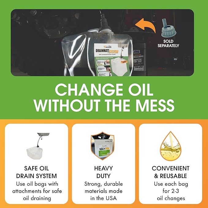 ValvoMax Oil Drain Containers – Clean, No-Mess Used Oil Collection System – Compatible Quick Twist Oil Drain Valve (21 Qt Bladder Bag 3X)