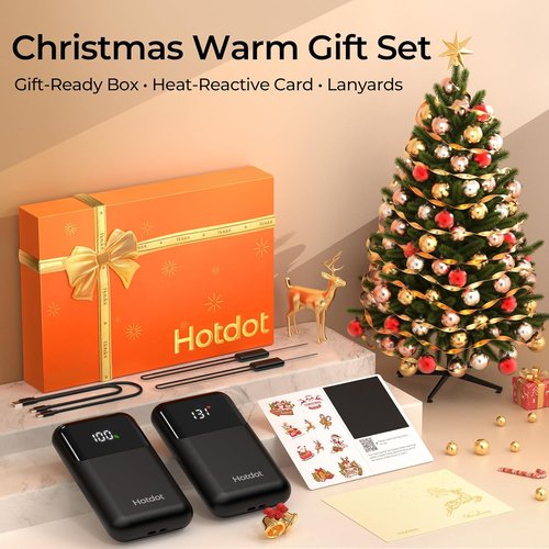 Hotdot Rechargeable Hand Warmers - 4 Heat Levels (104–131°F) with Real-Time Temp Display | Portable & Fast Heating Gift for Men & Women