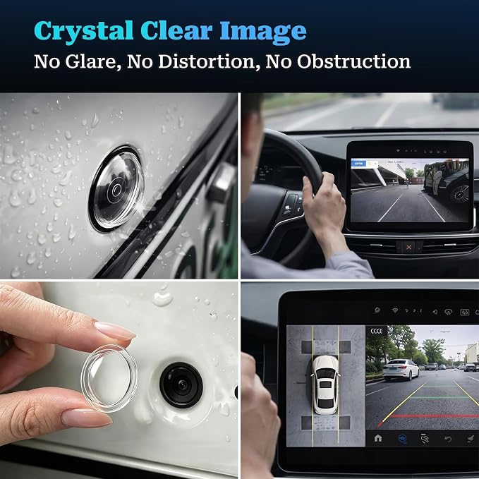 4-Pack Car Camera Lens Protector, Anti-Fog Clear Backup Camera Cover, 17.5mm