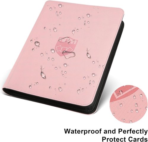 GERMUN Trading Card Binder - Premium 9 Pocket Holder for 360 Cards | Double-Sided Album in Pink