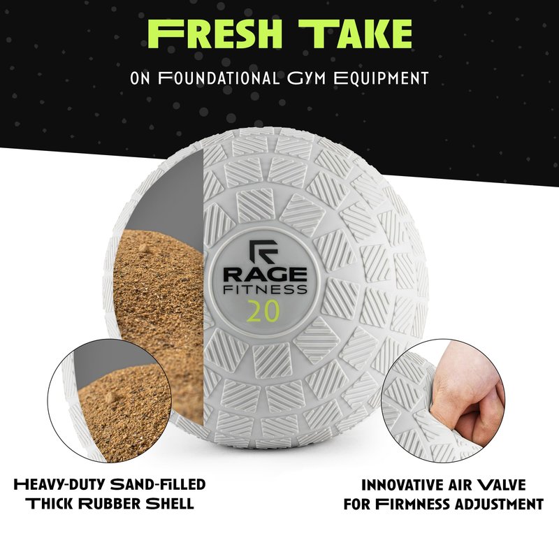 Rage Fitness Slam Ball,10, 15, 20lb Medicine Balls, Tread Texture For Firm Grip, Full Body Workout Dynamic Weighted Balls for Exercise, Smash Balls for Strength, Conditioning, Cardio and Core Workouts
