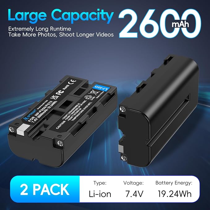 Artman NP-F550 Battery 2-Pack and Wall Charger