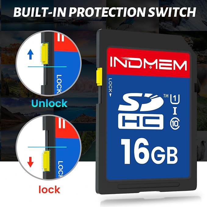 INDMEM SD Card 16GB, High-Speed Secure Digital Cards