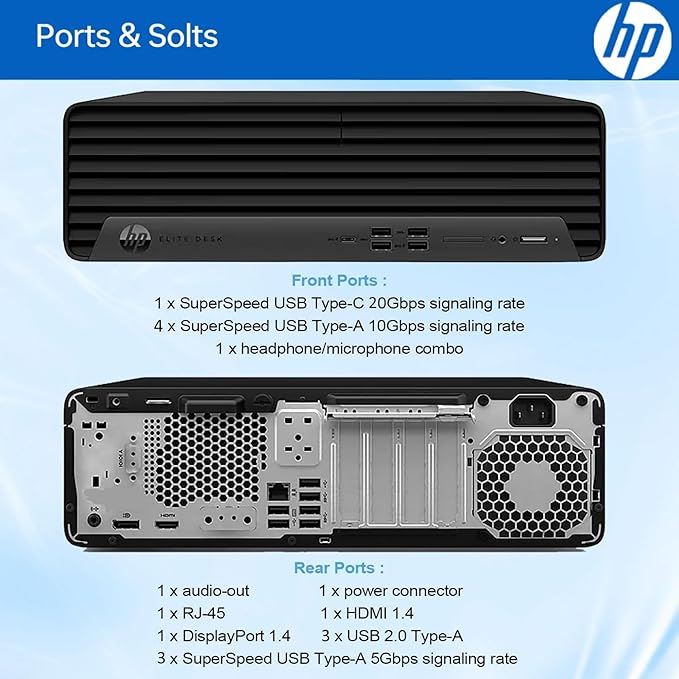 HP Elite 805 G9 SFF Business Desktop Computer, AMD Ryzen 5 8500G, 32GB DDR5, 2TB PCIe SSD, Radeon 740M Graphics, Dual 4K Display Support, USB-C, HDMI, RJ-45, Wi-Fi, Wired KB & Mouse, Win11 Pro