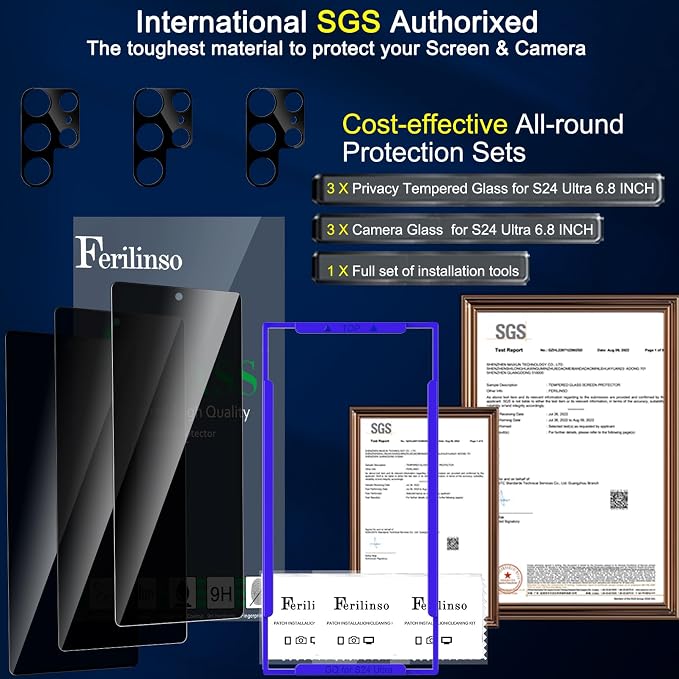 Ferilinso 3 Pack Privacy Screen Protector