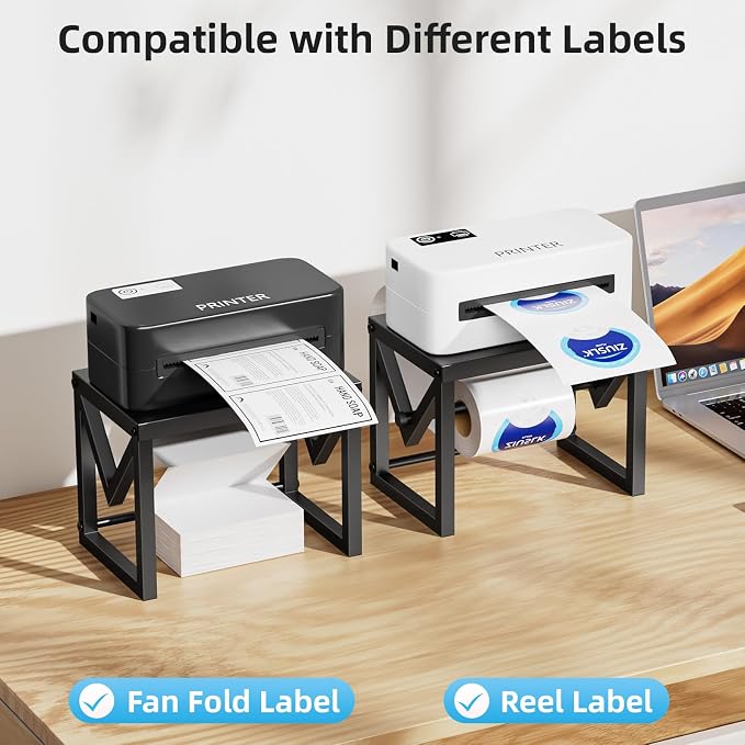 Marbrasse Label Holder for Rolls and Fanfold Labels, Metal Label Printer Holder