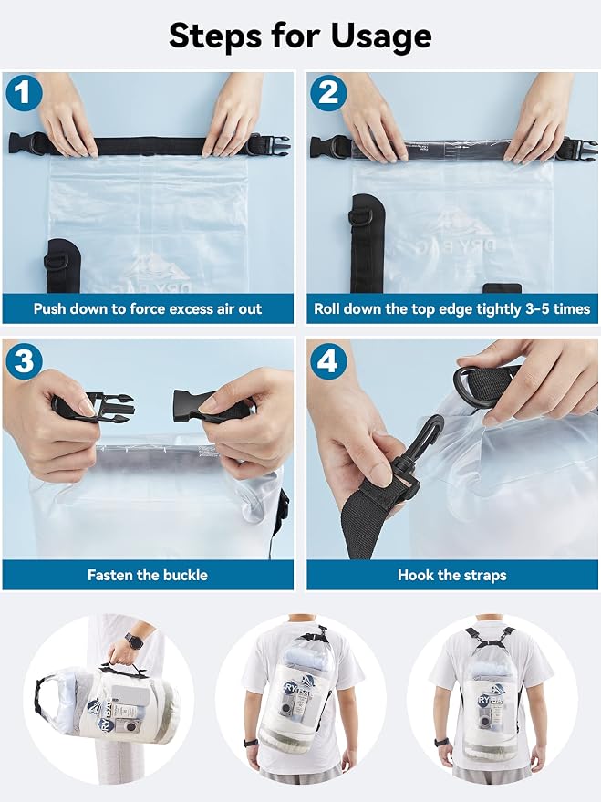 HEETA Dry Bag Waterproof for Women Men, 5L/10L/20L/30L/40L Roll Top Lightweight