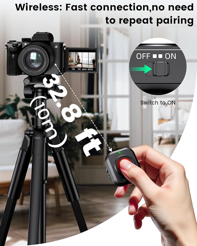 Wireless Rechargeable Camera Video Recording Remote Control, One-Press Video
