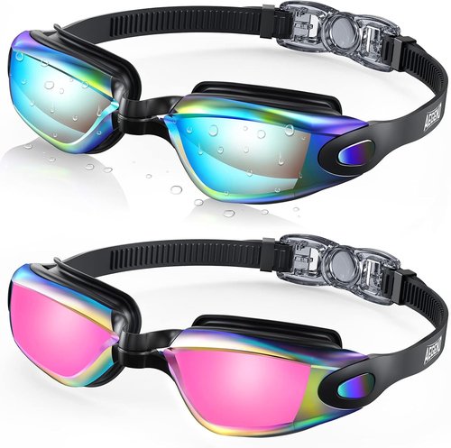Aegend Swim Goggles - Leak-Proof Design for Adults & Youth | 2 Pack in Stylish Colors