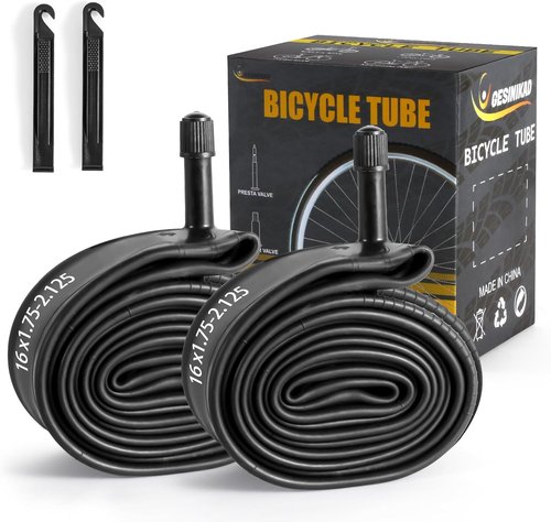 Bike Tube 2-Pack by [Brand Name] - 16 Inch AV32mm Schrader Valve, Durable Butyl Rubber for Kids & MTB