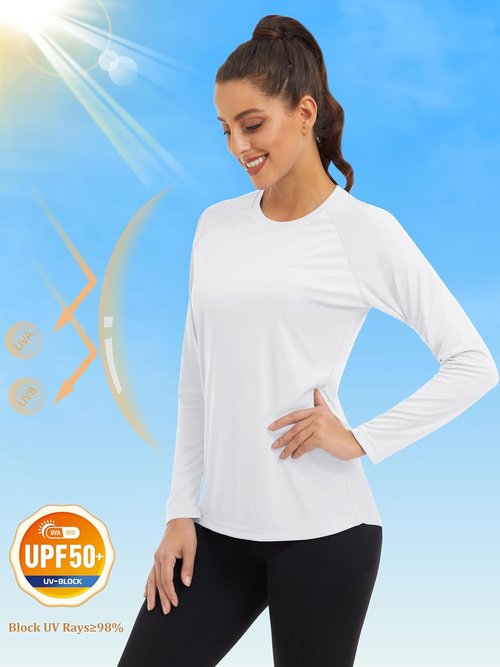 MAGCOMSEN Women's Long Sleeve Sun Protection Shirt - UPF 50+ for Hiking, Fishing & Workout