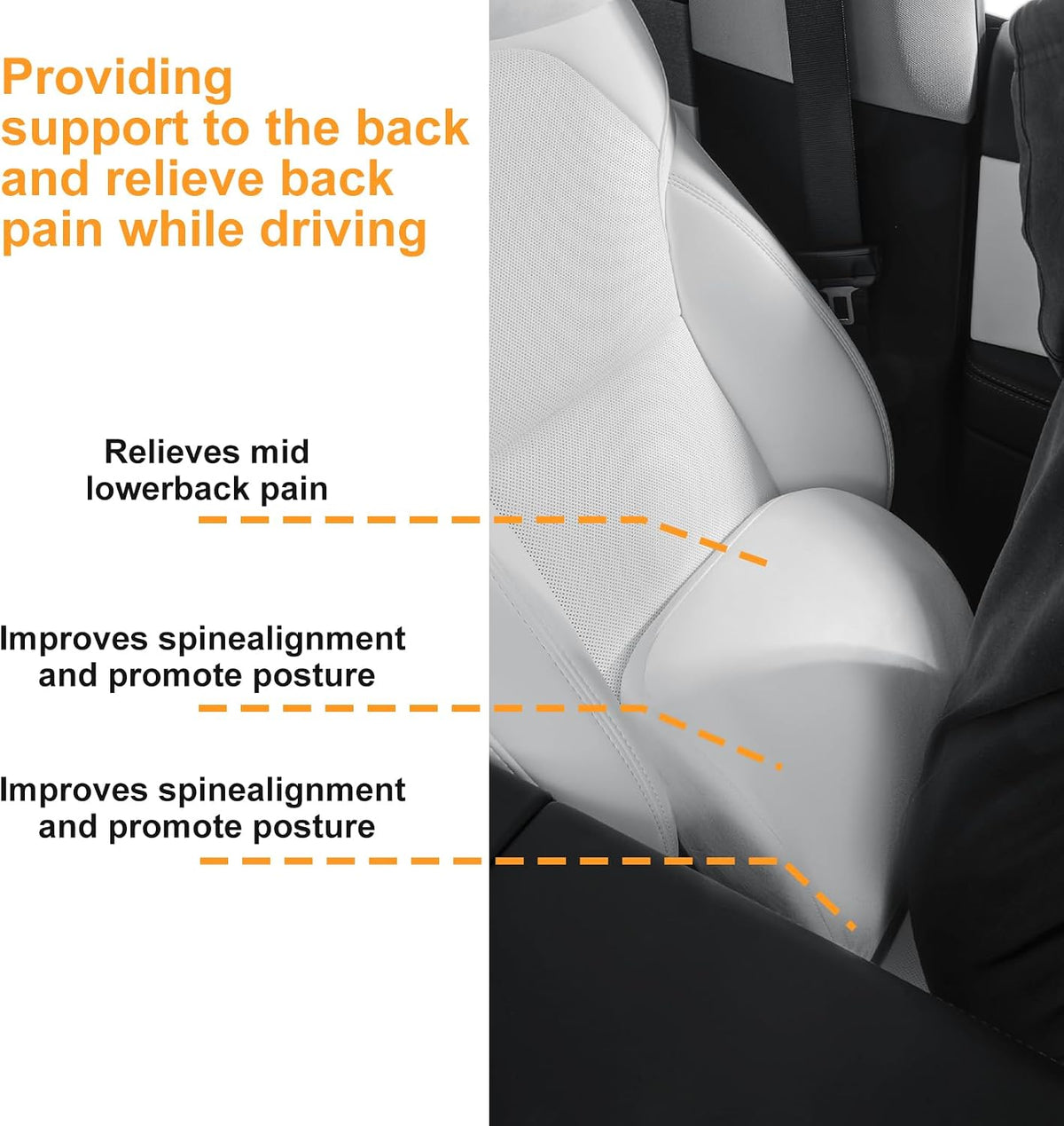Memory Foam Lumbar Support Pillow for Tesla White 1pc