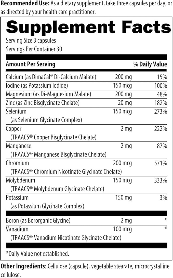 Designs for Health Complete Mineral Complex - Essential + Trace Minerals Supplement with Magnesium Malate, Chromium, Zinc + More - Iron-Free Multi Minerals Blend - Vegan + Gluten Free (90 Capsules)