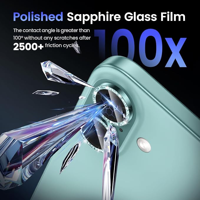 Tensea for iPhone 16 / iPhone 16 Plus Camera Lens Protector, 9H Tempered Glass