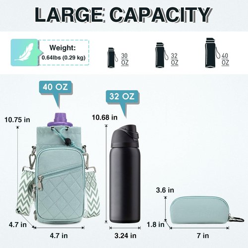 AGLOD Water Bottle Carrier Bag with Strap, Water Bottle Holder Crossbody Bags for Women Men for Walking, Hiking,Cycling