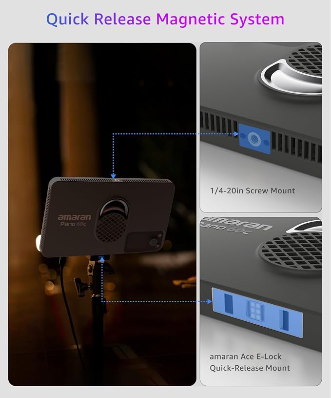 amaran Pano 60c Kit, Compact 60W RGBWW Full Color Panel Light, Support USB-C PD