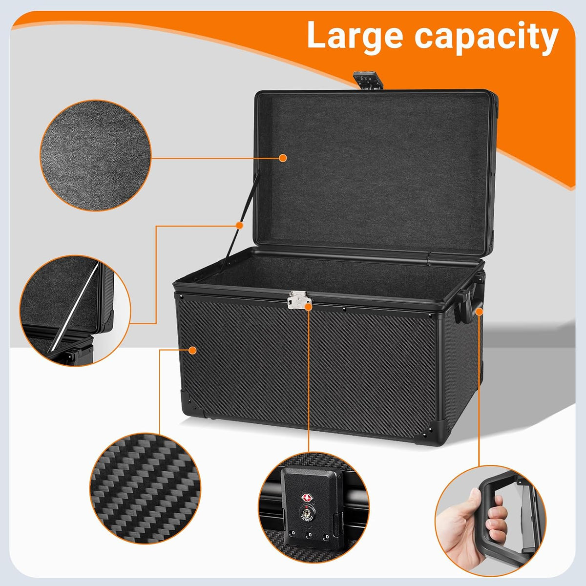 T-carbon Carbon Fiber Trunk Organizer SUV Trunk Organizer 20 * 13 * 13.4IN